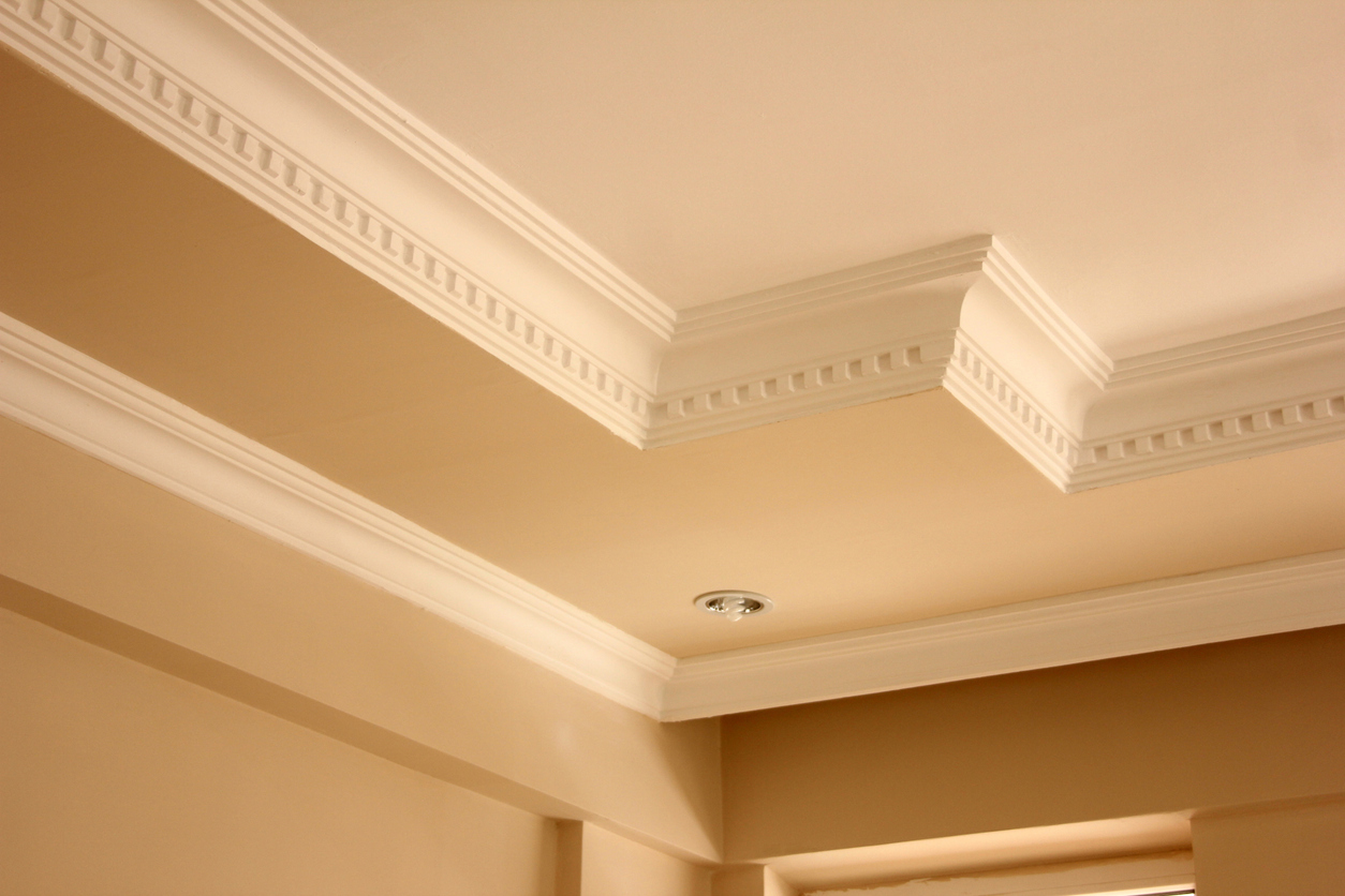types of crown molding Elegant ceiling with tan and cream paint colors