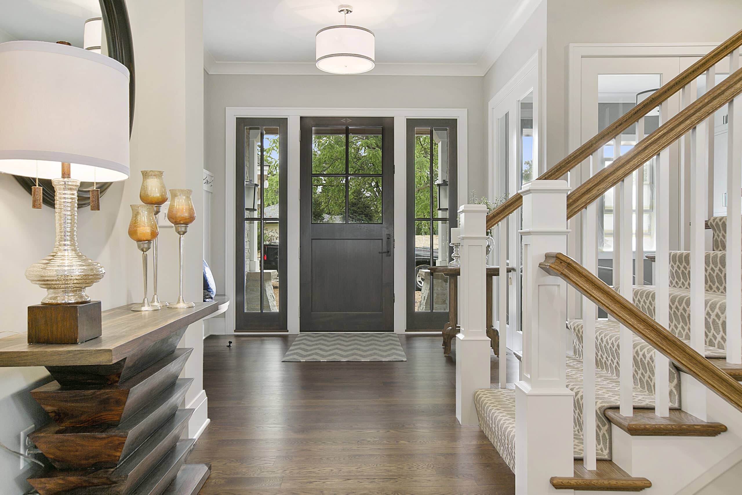 Front door of home with beautiful floor plan design